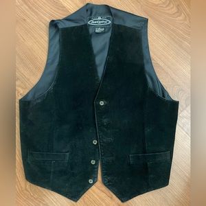 Dual Control Mens Suede Leather Vest size L Black Riding Moto Biker